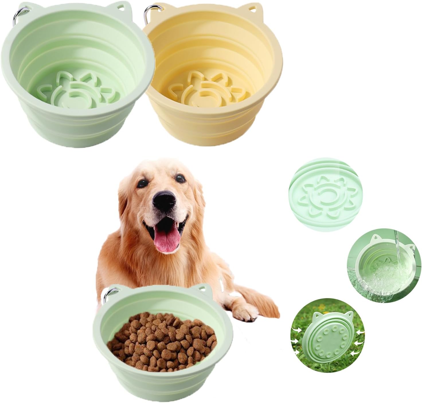Collapsible Silicone Pet Bowl - Portable Travel Dog Feeder