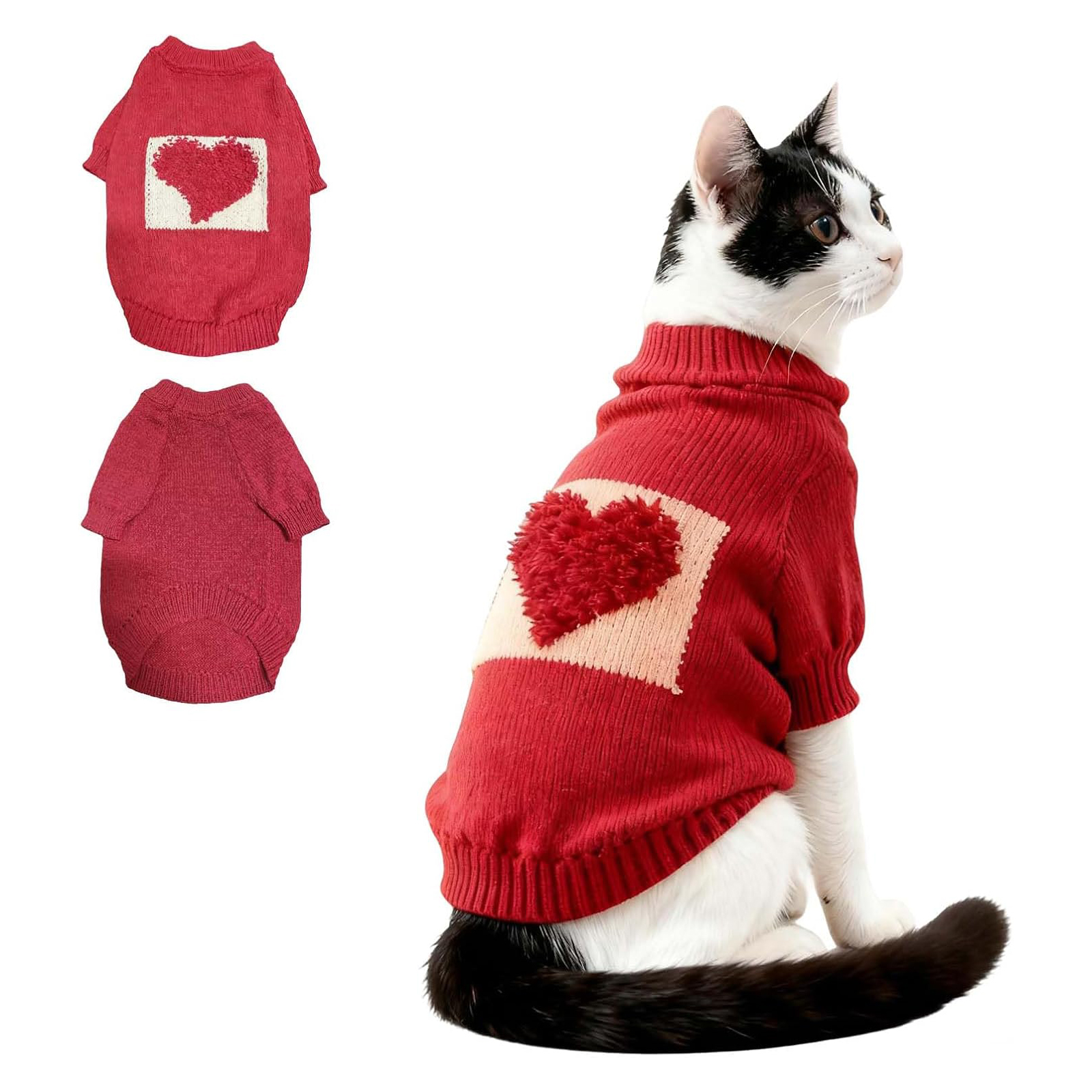 Red Heart Dog Sweater - Festive Christmas Pet Jumper