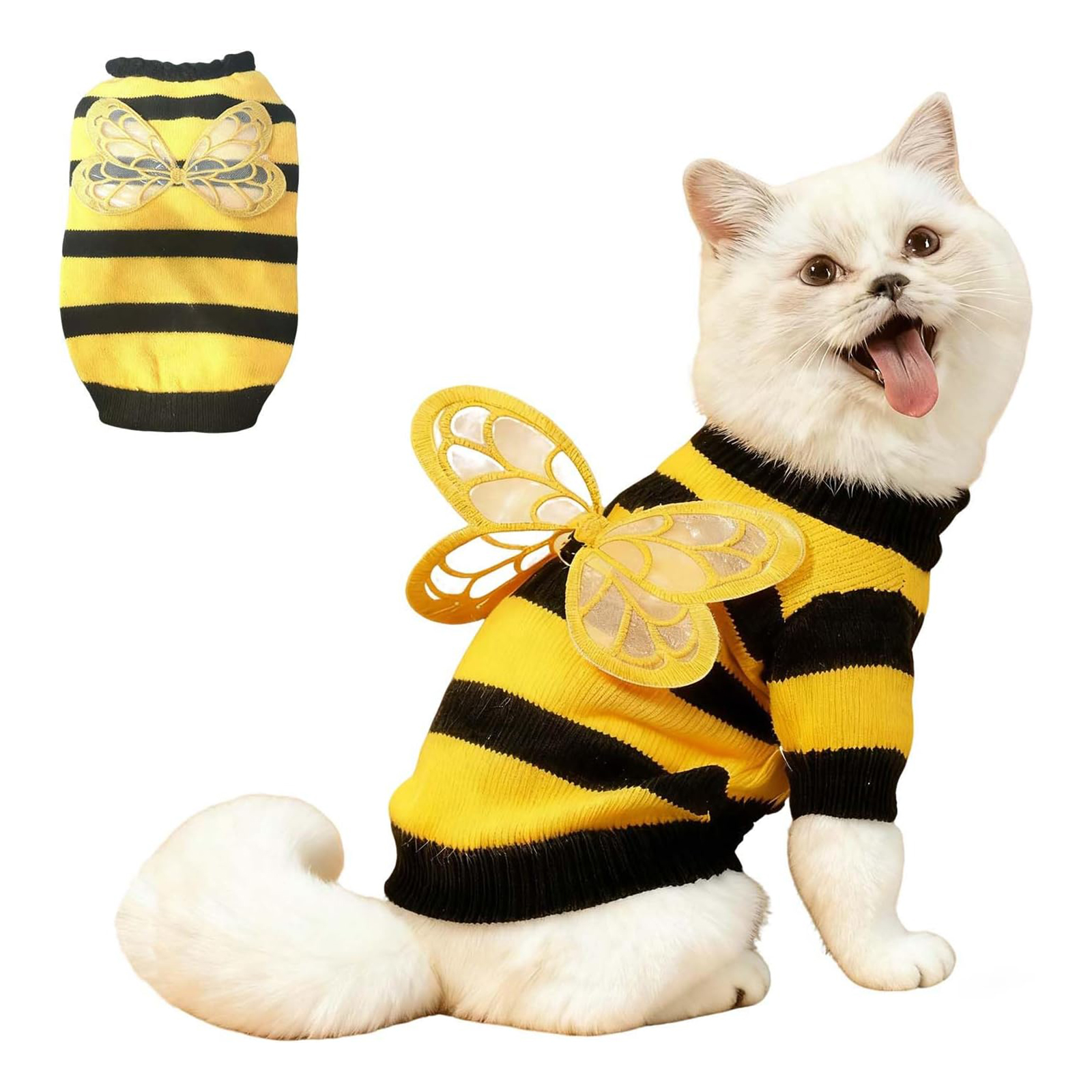 Yellow Bee Dog Sweater - Cute Patterned Pet Jumper