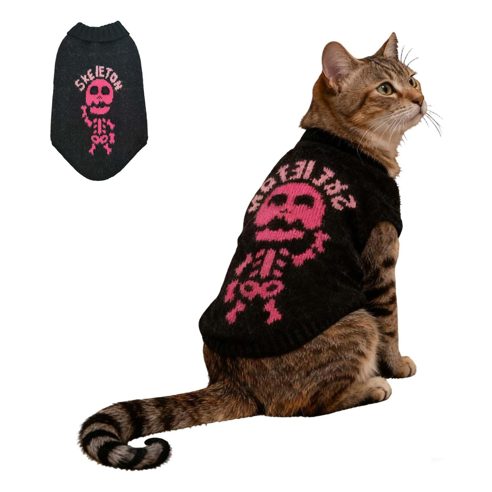 Black Skull Dog Sweater - Edgy Patterned Pet Jumper